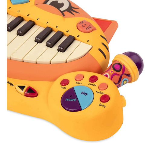 Teclado Infantil Interactivo B. Meowsic Con Microfono *sk Color Naranja/amarillo