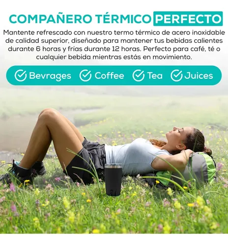 Termo Térmico Para Café De Acero Inoxidable Varios Colores Negro