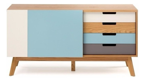 Trinchador Xenni Credenza Escandinavo Azul Y Madera