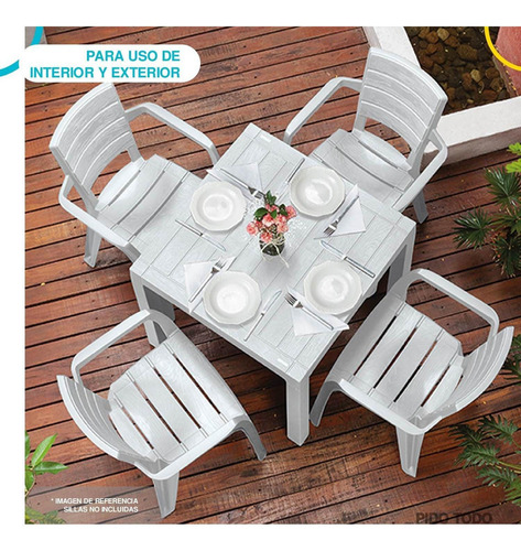 Mesa De Plastico 75x75 Cm Desmontable Cuadrada Baru Color Gris Claro