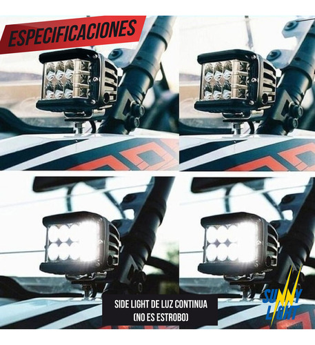 2 Faros Led Dually 35w Side Shooter Vision Lateral Jeep Rzr