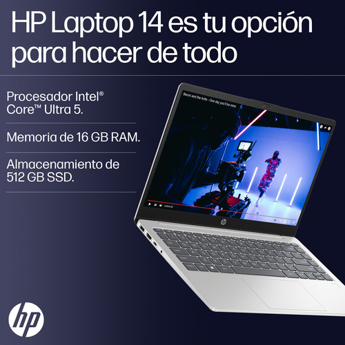 Laptop Hp 14-ep1000la Intel Core Ultra 5 16gb Ram 512gb Ssd Natural Silver