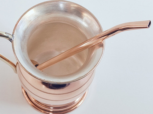 Imagen 6 de 7 de Mate De Cobre Boca Ancha + Bombilla De Cobre Arte Chileno