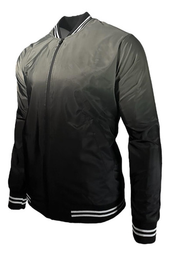 Chamarra Bomber Rompevientos Gris Casual Difuminada  Era.co