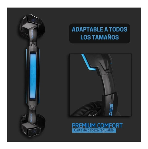 Imagen 4 de 8 de Auriculares Gamer Sades Wolf Spirit Black And Blue