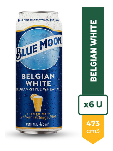 Cerveza Blue Moon Belgian White Lata 473m Pack X6