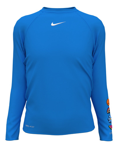 Polera De Natación Nike Long Sleeve Hydroguard Niñas Azul