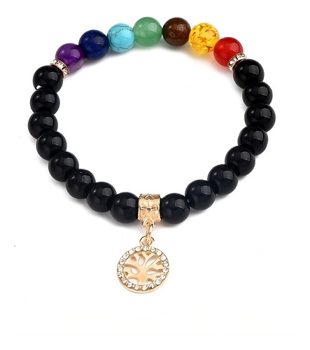 Pulsera 7 Chakras Energetica Con Dije Arbol De La Vida