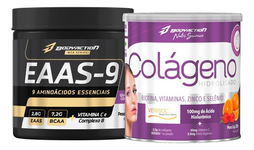 Eaas-9 225g + Colágeno Hidrolisado Tipo 1 200g Bodyaction Sabor Laranja Com Acerola