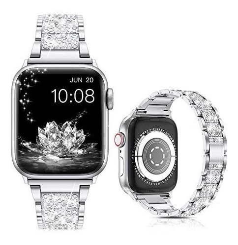 Malla Para Apple Watch Series1-7  Brillos Plata 42/44/45mm