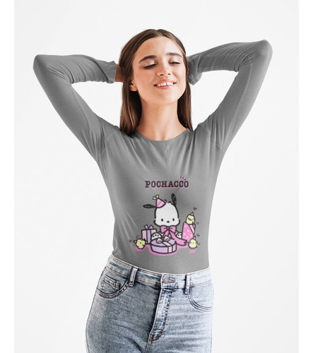 Polera Larga Dama Hello Kitty Pochacco Perro Estampado