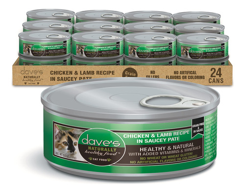 Dave's Pet Food Alimento Humedo Sin Granos Para Gatos (pate 