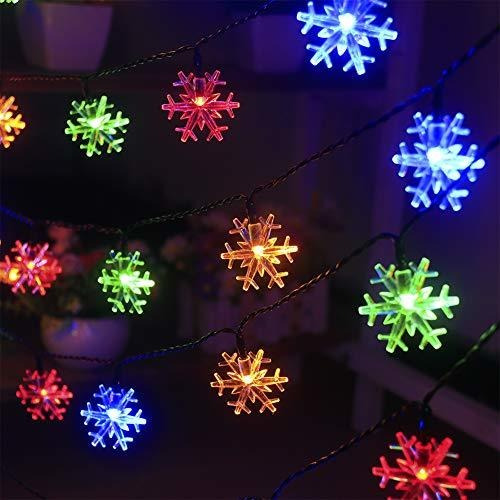 Guirnalda De Luces Solares Con Forma De Copo De Nieve Navide