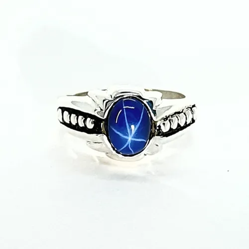 Anillo Australia Iii Plata 925 Zafiro Estrella De 10x8mm