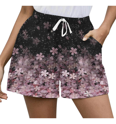 Pantalones Cortos Para Mujer, Talla Grande, Con Estampado Ro