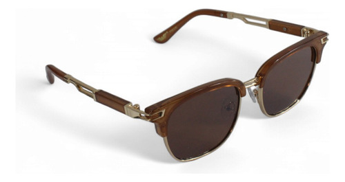 Lentes De Sol Estilo Retro Elegante Con Varilla Metálica Cafe Claro Marrón Oscuro Marrón Oscuro
