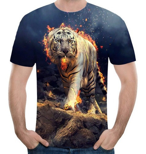 Playera Divertida Para Hombre Con Estampado De Tigre, Camis