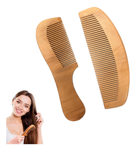 Peine Y Peinilla  Cabello Barba Madera X 2 Unidades 