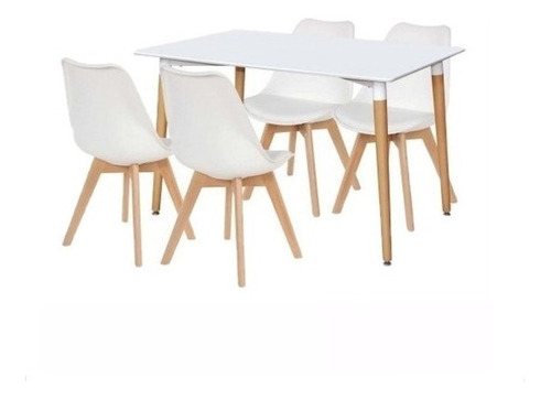 Juego Eames Mas Sillas Tulip Blancas Diseño Moderno Nórdico 