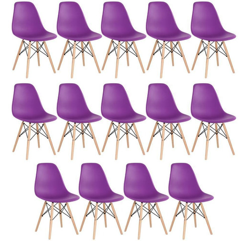 14 Cadeiras Eames Wood Cozinha Jantar Pés Palito Cores Cor da estrutura da cadeira Roxo