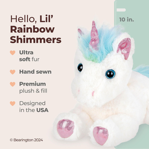Bearington Lil Rainbow Shimmers The White Unicorn Plush, Ani