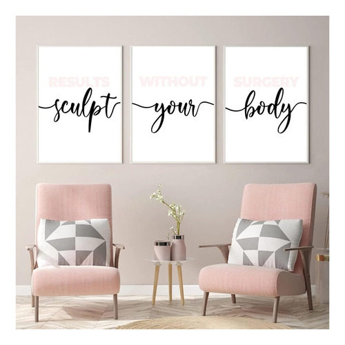 Spa Wall Art Set Of 3, Rubor Rosa Cuerpo Esculpido De La De