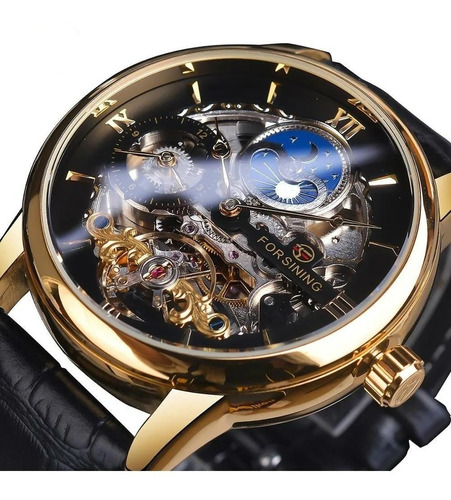 Reloj Mecánico De Fase Lunar Tourbillon Impermeable Automá