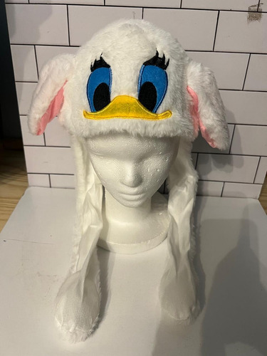Gorro Peluche Levanta Orejas Varios Modelos Muy Suave Daisy Blanco 1