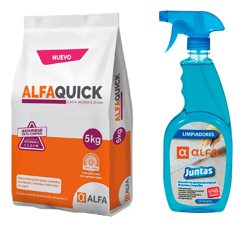 Alfaquick Junta Ancha Blanco 5 Kg + Limpiador Juntas 1/2 L