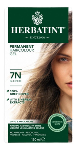 Kit Tinte Herbatint  Natural Coloración gel permanente tono 7n rubio para cabello