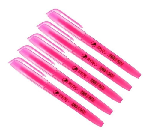 Marcador De Texto Rosa Fluorescente Chanfrado Brw 12un