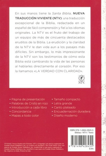 Biblia Ntv Letra Grande Edicion Compacta - Imitacion Piel