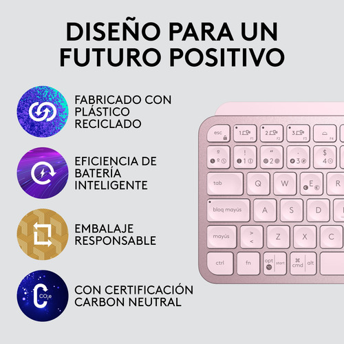 Teclado Inalámbrico Minimalista Logitech Mx Keys Mini Rosado