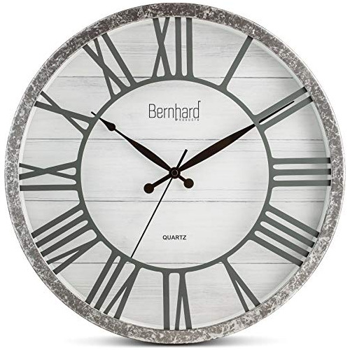 Bernhard Products Reloj De Pared Grande De 16 Pulgadas, Plat