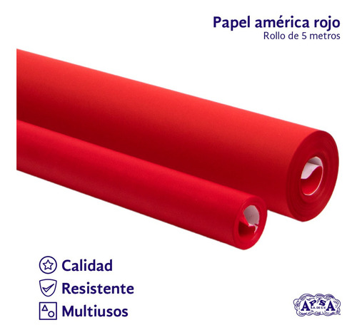 Papel America De Color 1 Rollo 70cm X 5mts Apsa Color Rojo