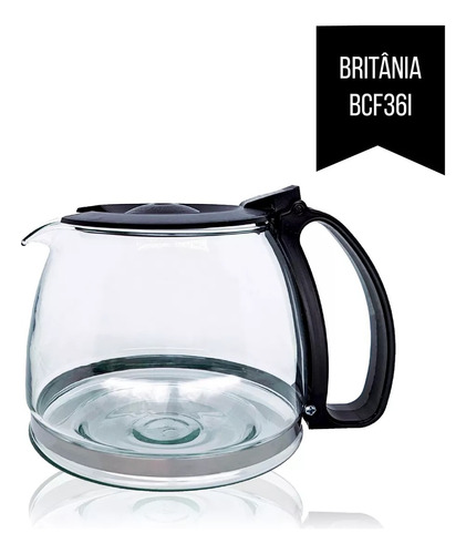 Jarra Vidro Compatível Cafeteira Britânia Bcf36i C/ Tampa Preto