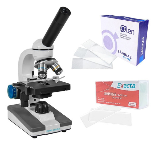 Microscópio Monocular Para Escola + Acessórios De Brinde