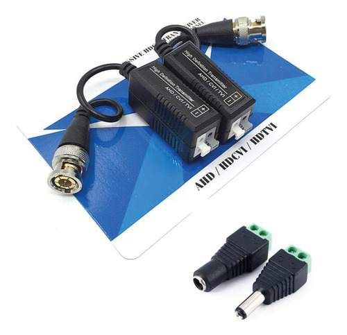 Pack Balun Conector + Plug Dc Macho Hembra Utp Cctv Camara