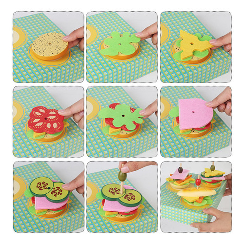 Juguete De Hamburguesa Apilable De Madera Para