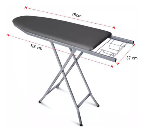 Tábua De Passar Roupa Mesa Passadeira Extra Forte Cinza Top