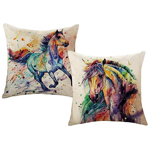 Fundas De Almohada Decorativas De 2 Paquetes Caballo De...