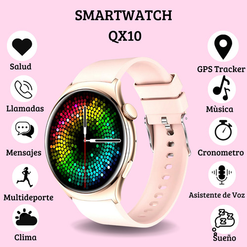 Reloj Digital Mujer Inteligente Smartwachh Mujer Elegante Rosa Milanese Qx10 Rosa Doble Malla Film Rosa