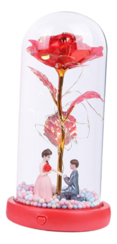 Rosa Iluminada En Cúpula De Cristal, Regalo De , Rojo