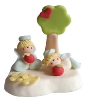 Comprar Adorno De Torta Angelitos Bebe 1 Año Bautismo Porcelana Fría
