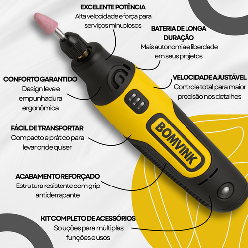 Micro Retífica Com Acessórios E Maleta Mini Furadeira