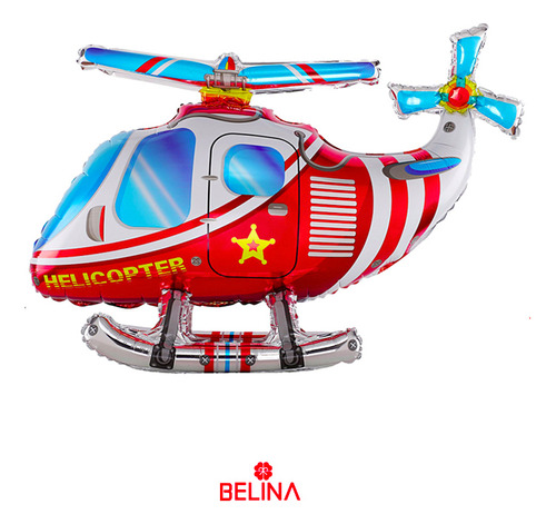 Globo Metalico Helicoptero Rojo 30x51x82cm