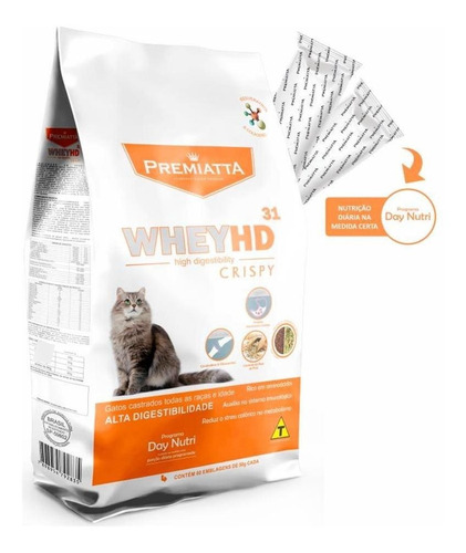 Ração Premiatta Gatos Whey Hd Crispy Castrado - 3kg