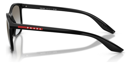 Óculos De Sol Prada Linea Rossa Ps A08s 1ab0a7 56 Cor Preto/borracha Preta Armação Preto Haste Borracha Preta Lente Cinza Degradê Desenho Retangular Com Cantos Arredondados