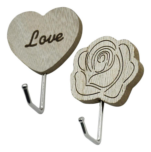 6x Percha De Madera Vintage Con Diseño Floral
