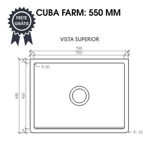 Imagem 3 de 7 de Cuba Coz Estilo Fazenda Durasein 55cm Frete Grátis S/juros